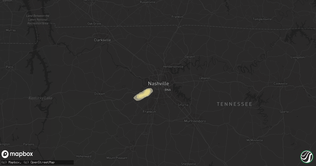 Hail map in Nashville, TN on May 27, 2015