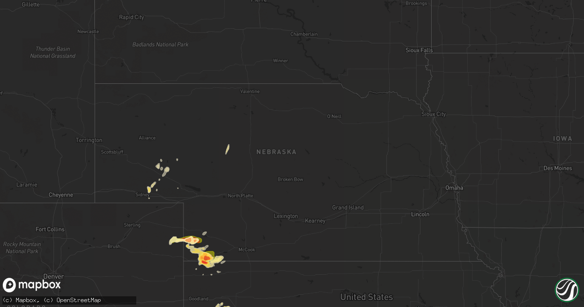 Hail map in Nebraska on May 27, 2015