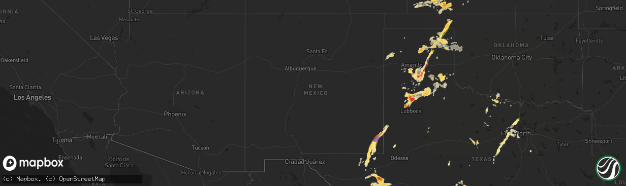 Hail map in New Mexico on May 27, 2015