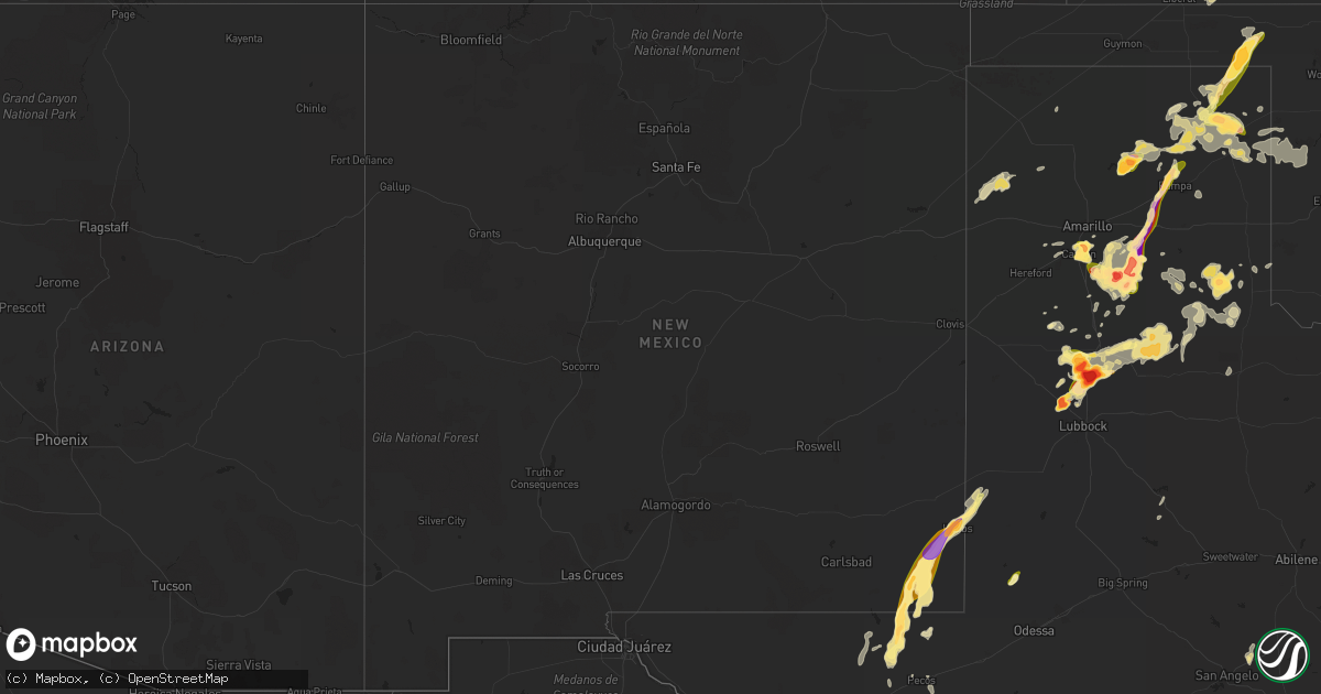 Hail map in New Mexico on May 27, 2015