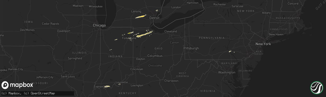 Hail map in Ohio on May 27, 2015