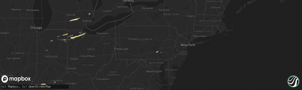 Hail map in Pennsylvania on May 27, 2015