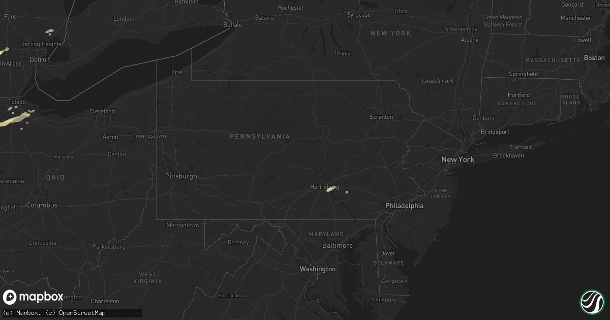 Hail map in Pennsylvania on May 27, 2015