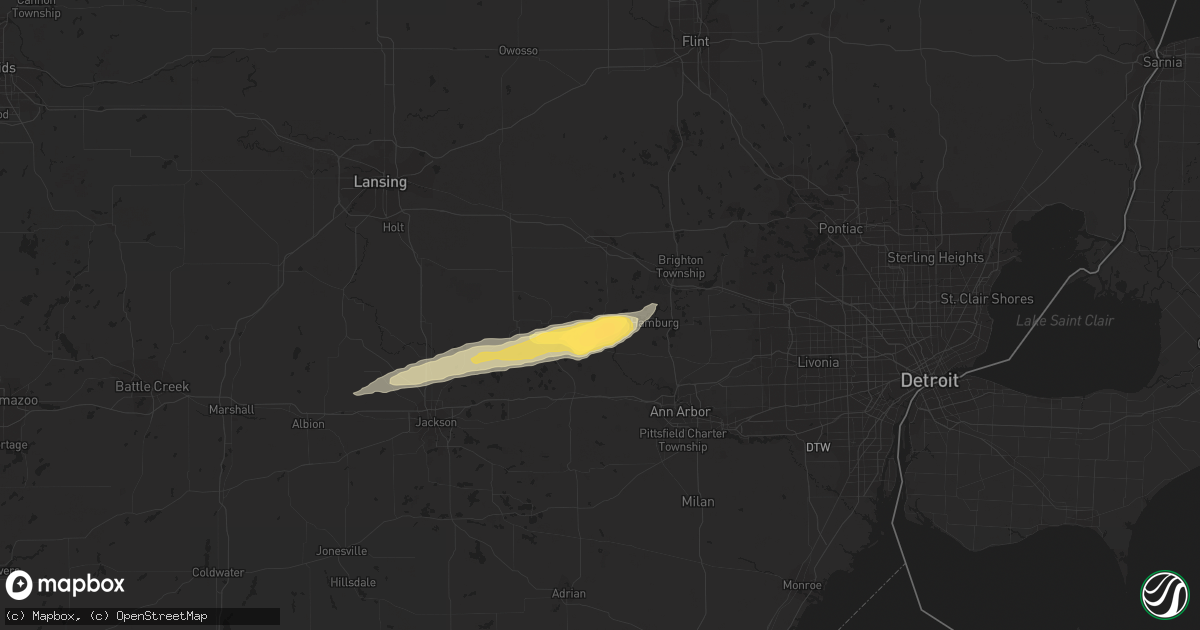 Hail map in Pinckney, MI on May 27, 2015