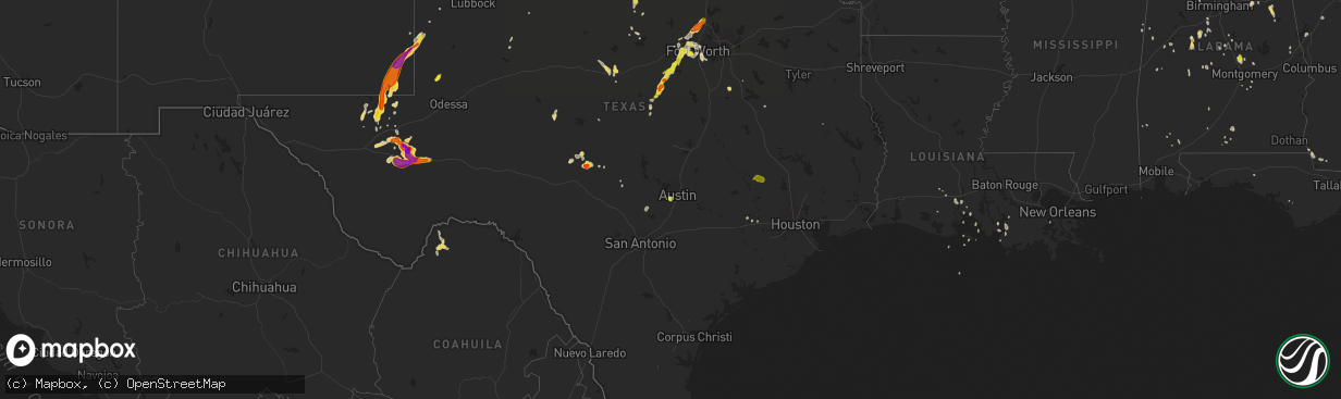 Hail map on May 27, 2015