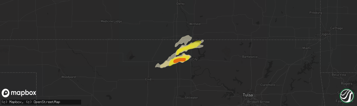 Hail map in Blackwell, OK on May 27, 2016