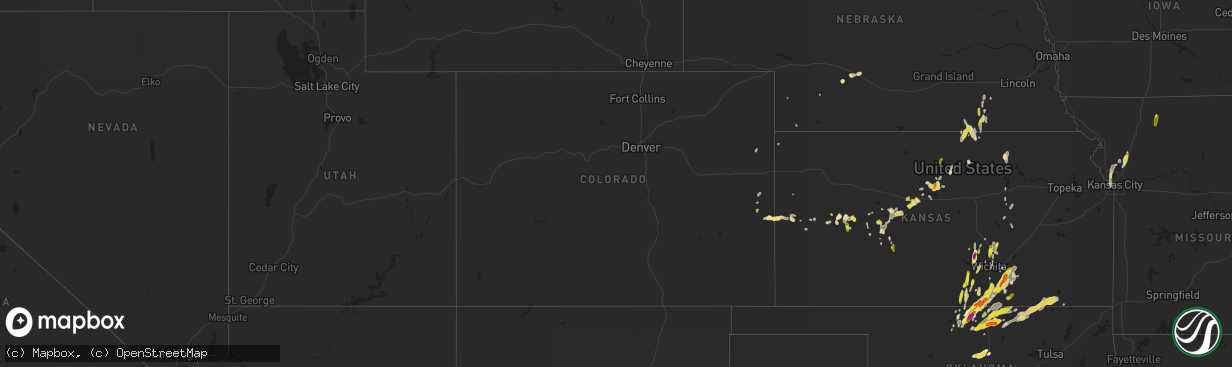 Hail map in Colorado on May 27, 2016