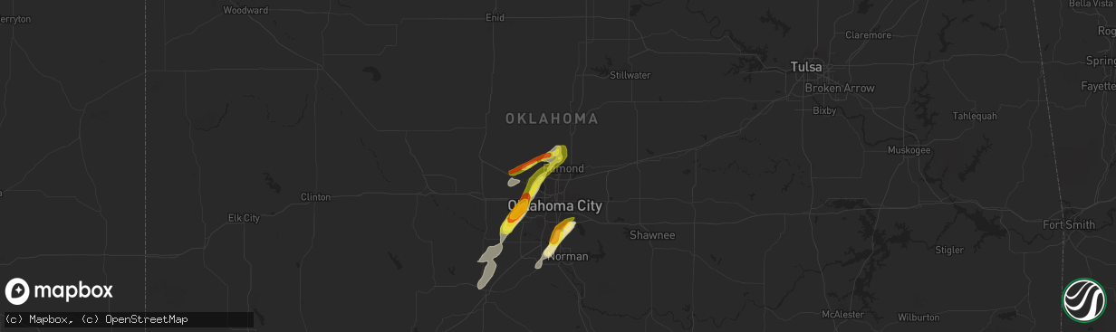 Hail map in Edmond, OK on May 27, 2016