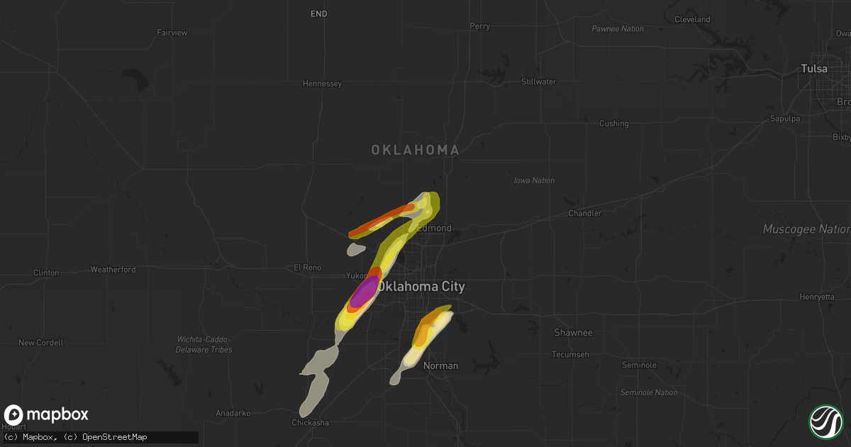 Hail map in Edmond, OK on May 27, 2016