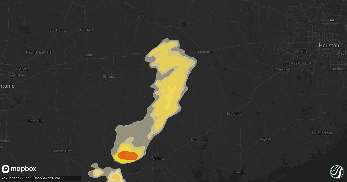 Hail map in Hallettsville, TX on May 27, 2016