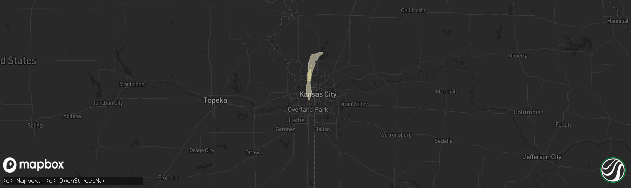 Hail map in Kansas City, MO on May 27, 2016