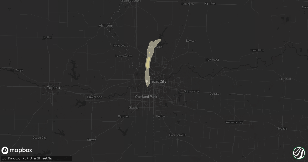 Hail map in Kansas City, MO on May 27, 2016