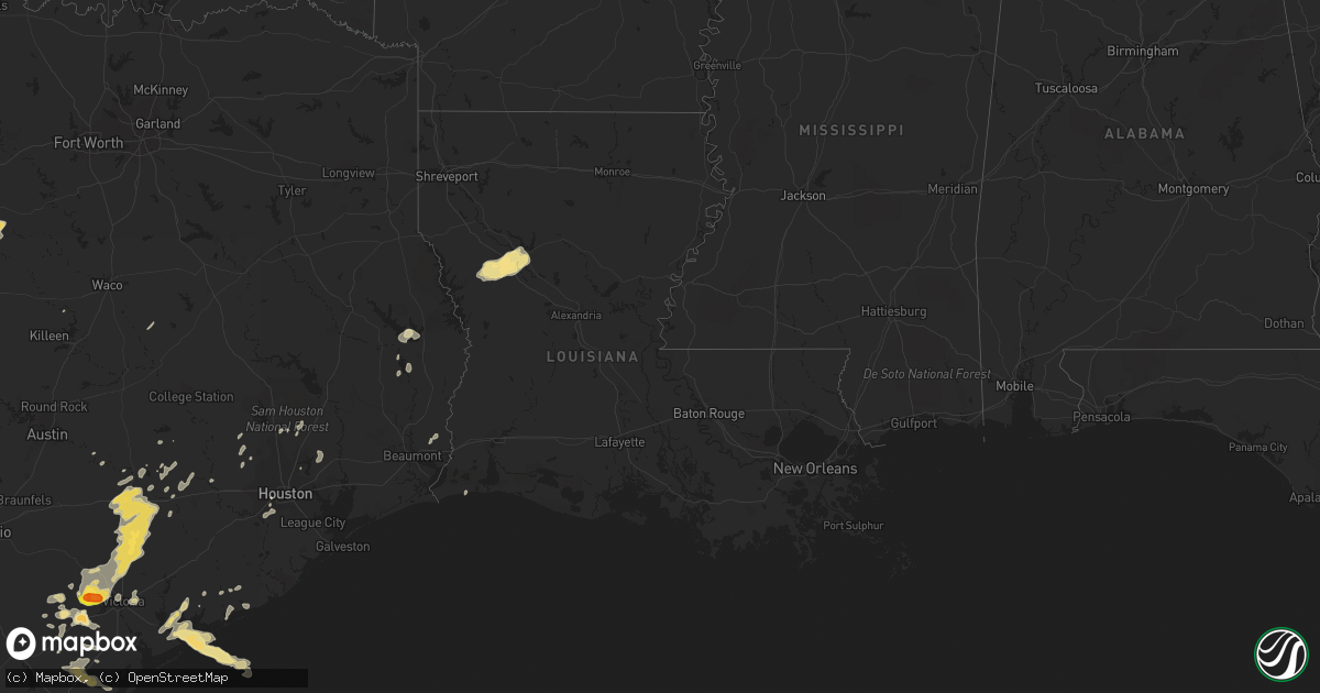 Hail map in Louisiana on May 27, 2016