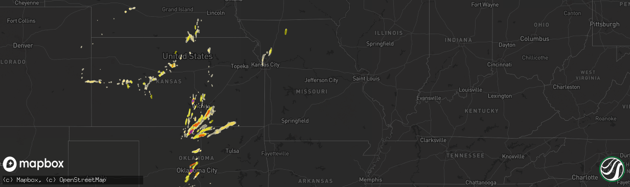 Hail map in Missouri on May 27, 2016