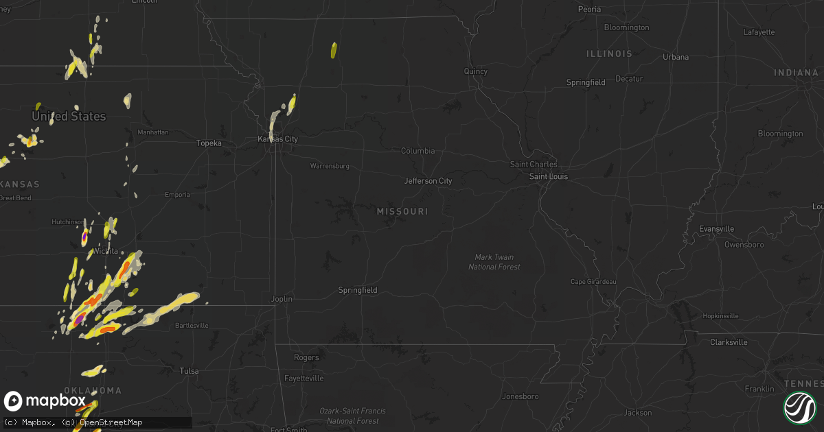 Hail map in Missouri on May 27, 2016