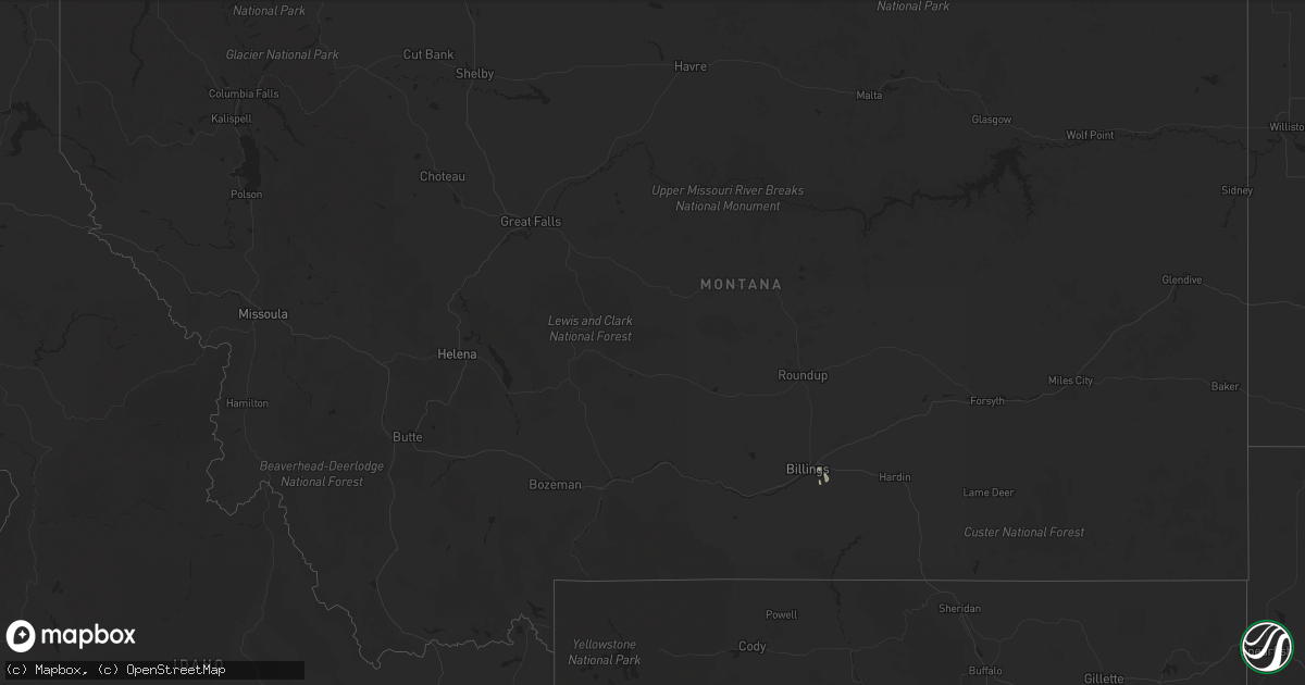 Hail map in Montana on May 27, 2016