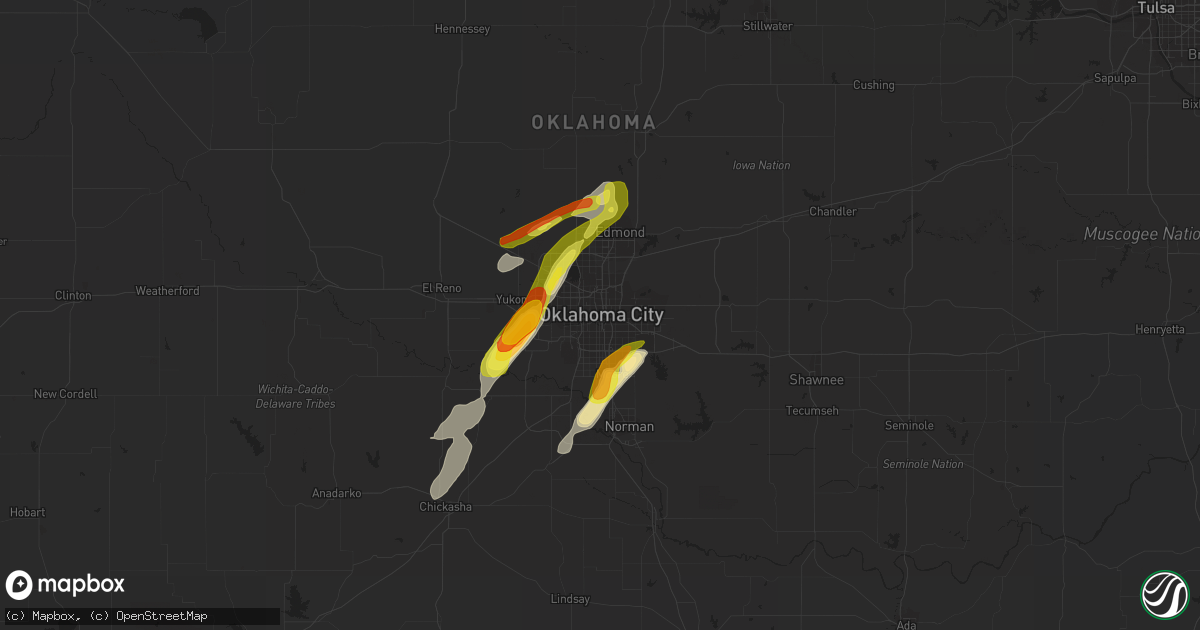 Hail map in Oklahoma City, OK on May 27, 2016