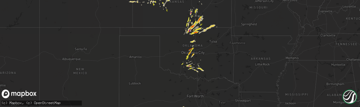 Hail map in Oklahoma on May 27, 2016