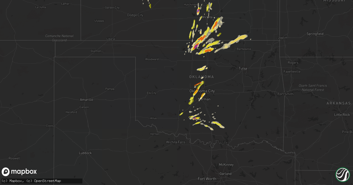Hail map in Oklahoma on May 27, 2016