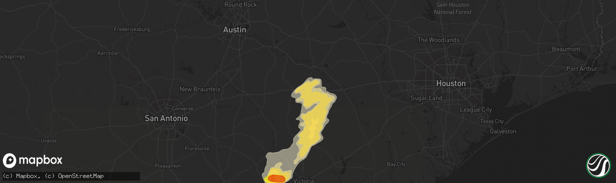 Hail map in Schulenburg, TX on May 27, 2016