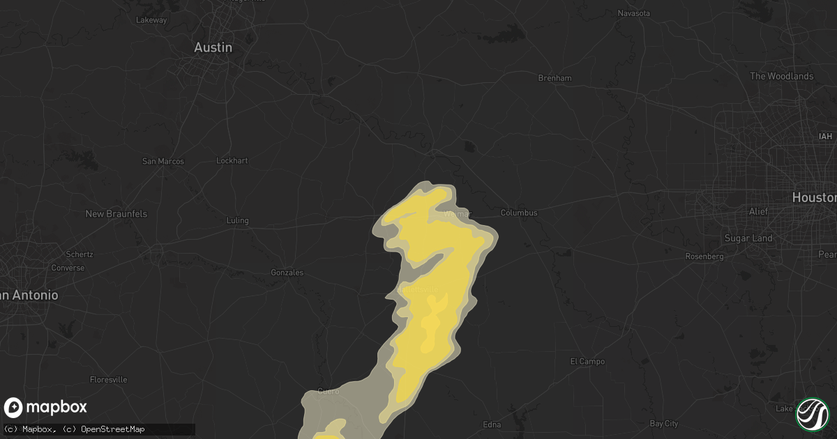 Hail map in Schulenburg, TX on May 27, 2016
