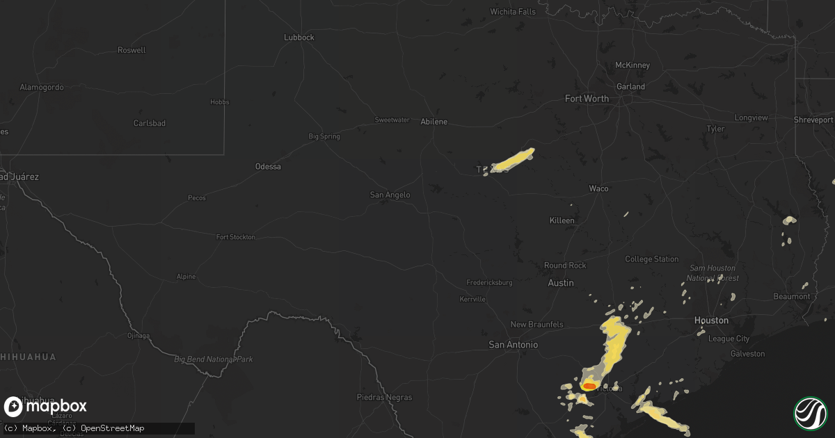 Hail map in Texas on May 27, 2016