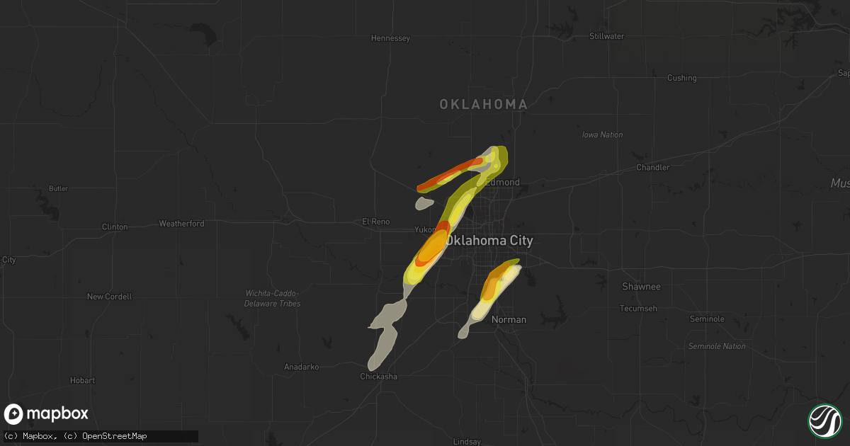 Hail map in Yukon, OK on May 27, 2016