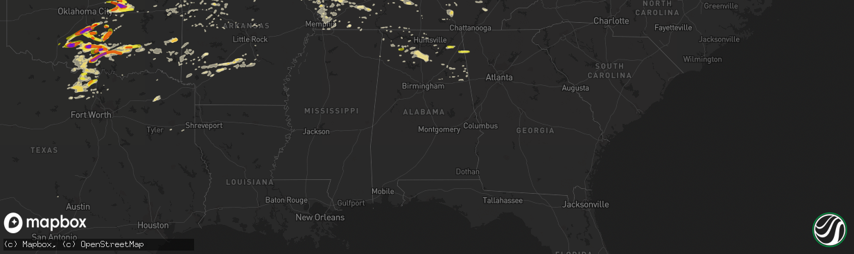 Hail map in Alabama on May 27, 2017