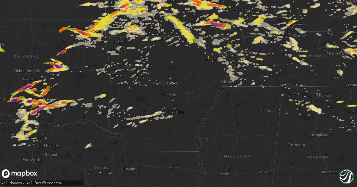 Hail map in Arkansas on May 27, 2017