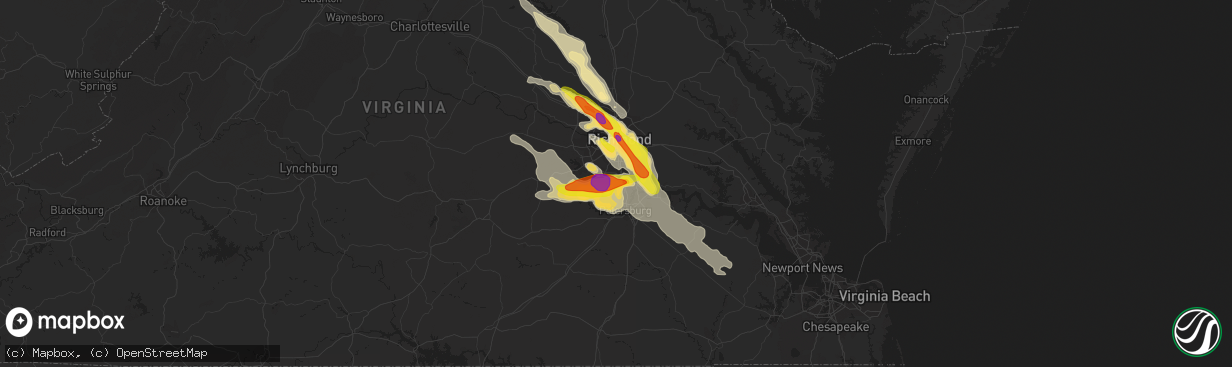 Hail map in Chester, VA on May 27, 2017