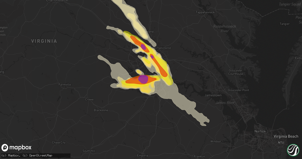 Hail map in Chester, VA on May 27, 2017