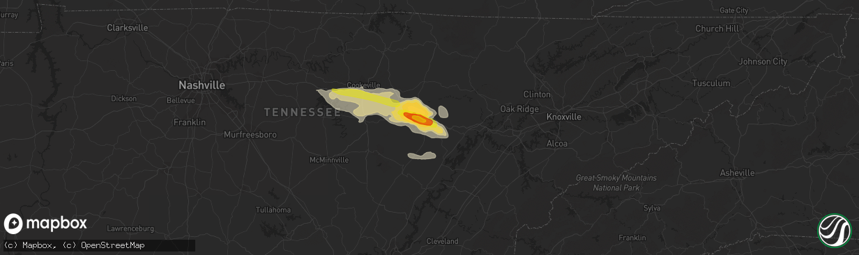 Hail map in Crossville, TN on May 27, 2017