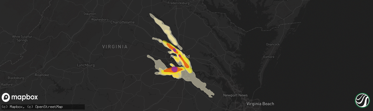 Hail map in Henrico, VA on May 27, 2017