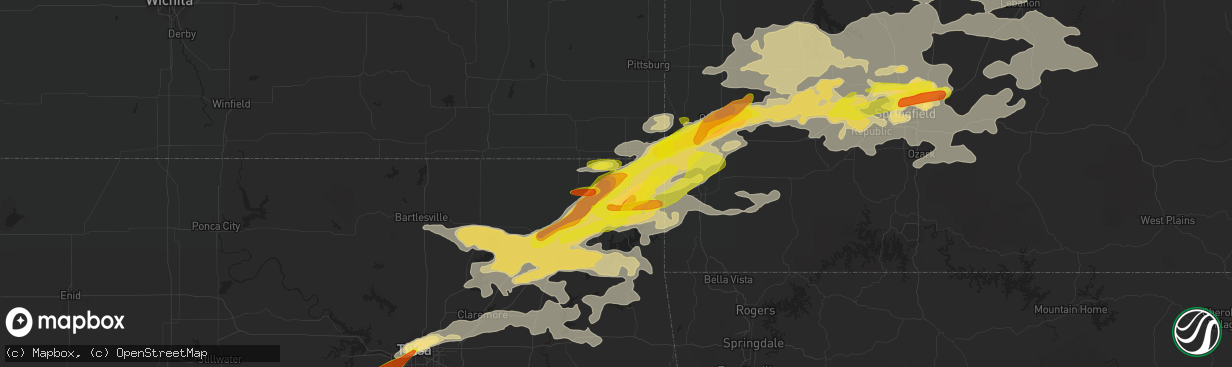 Hail map in Miami, OK on May 27, 2017