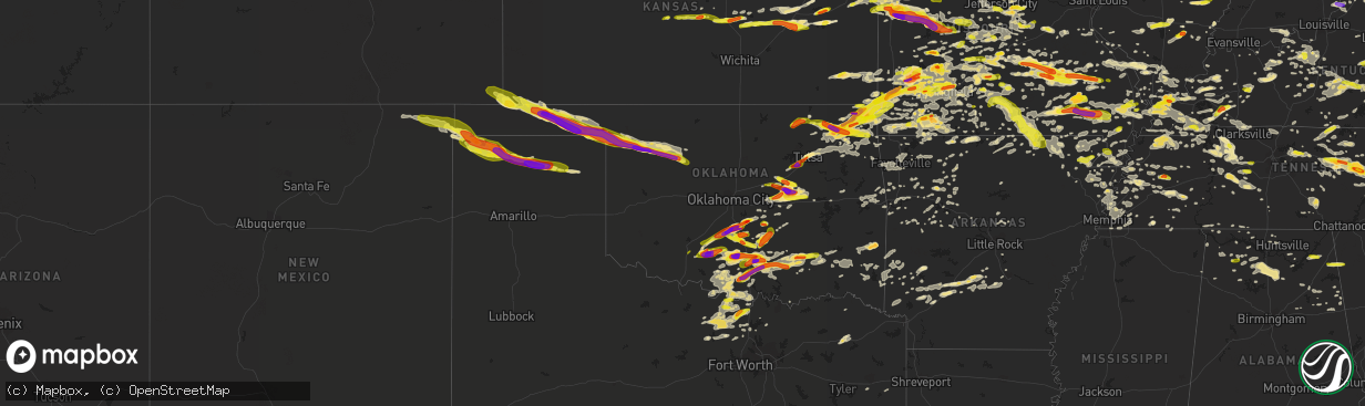 Hail map in Oklahoma on May 27, 2017