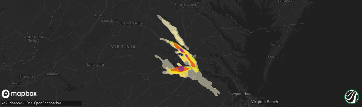 Hail map in Richmond, VA on May 27, 2017