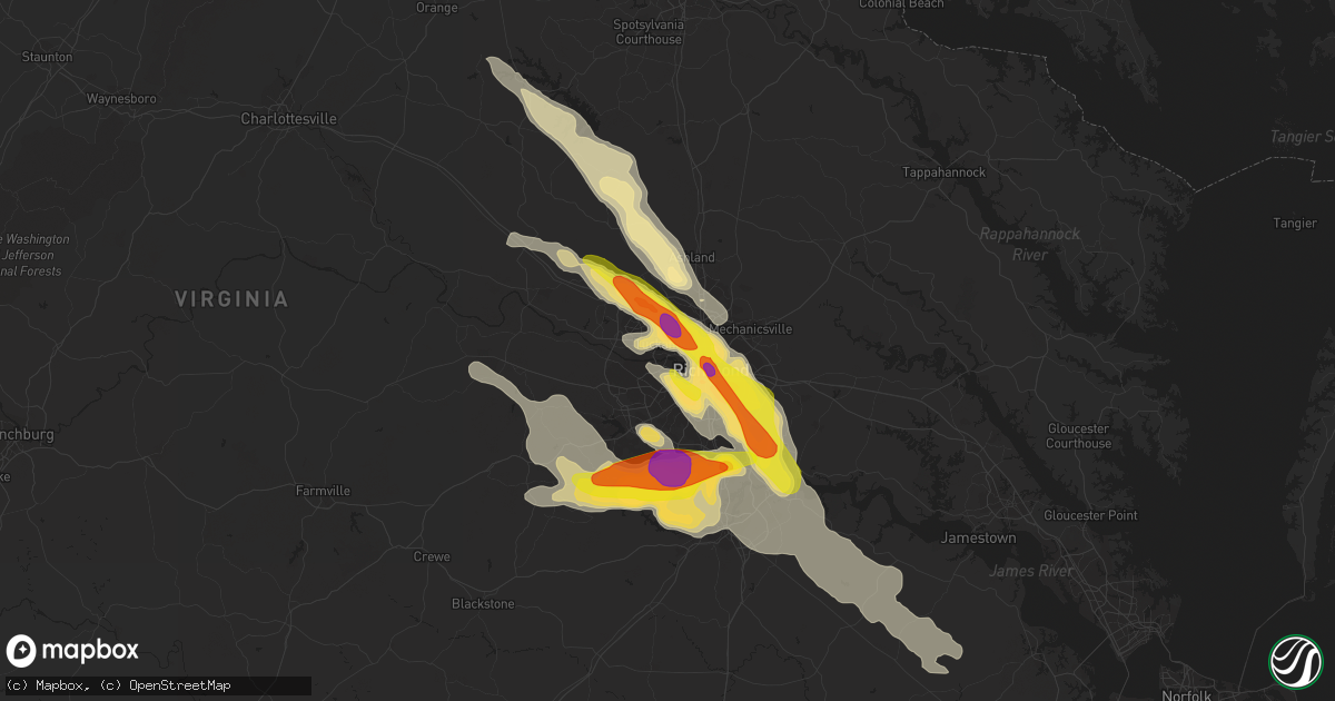 Hail map in Richmond, VA on May 27, 2017