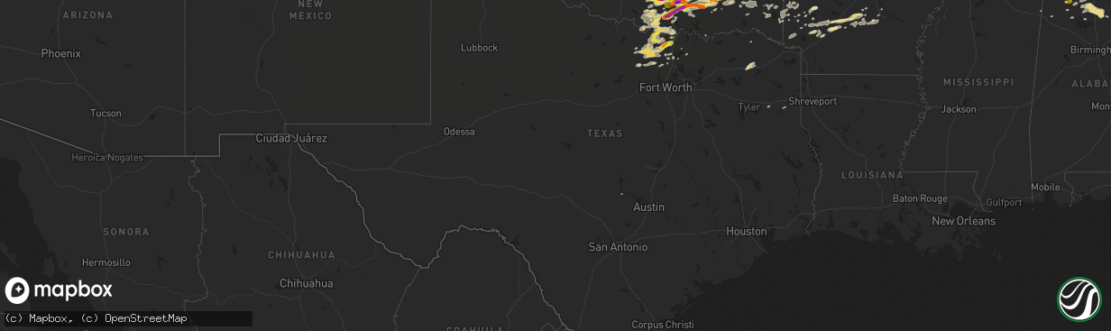 Hail map in Texas on May 27, 2017