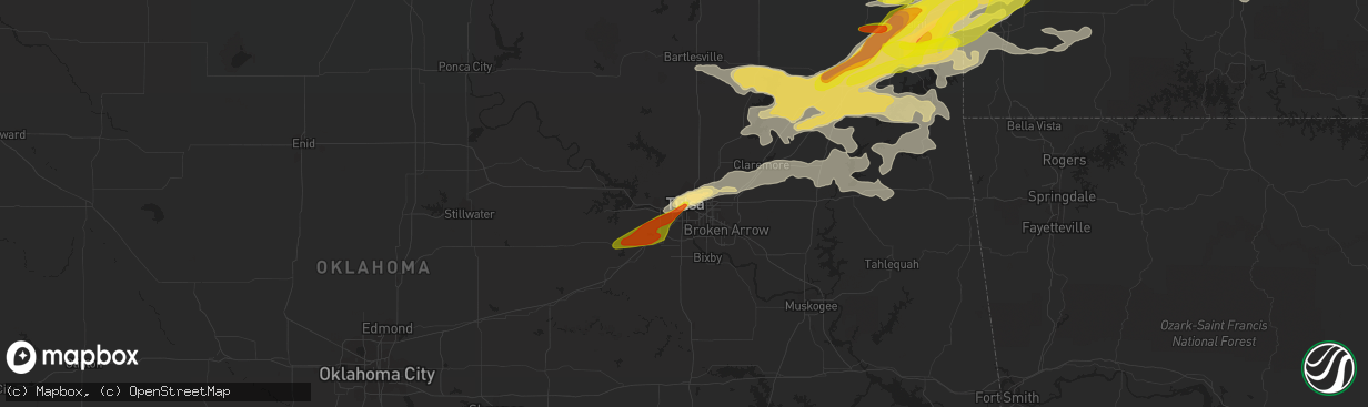 Hail map in Tulsa, OK on May 27, 2017