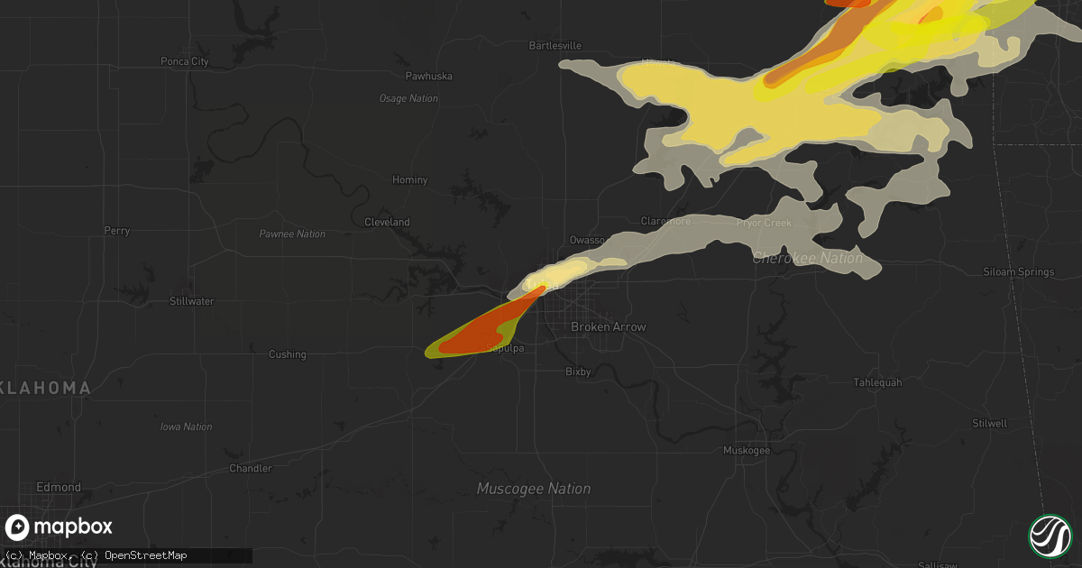 Hail map in Tulsa, OK on May 27, 2017