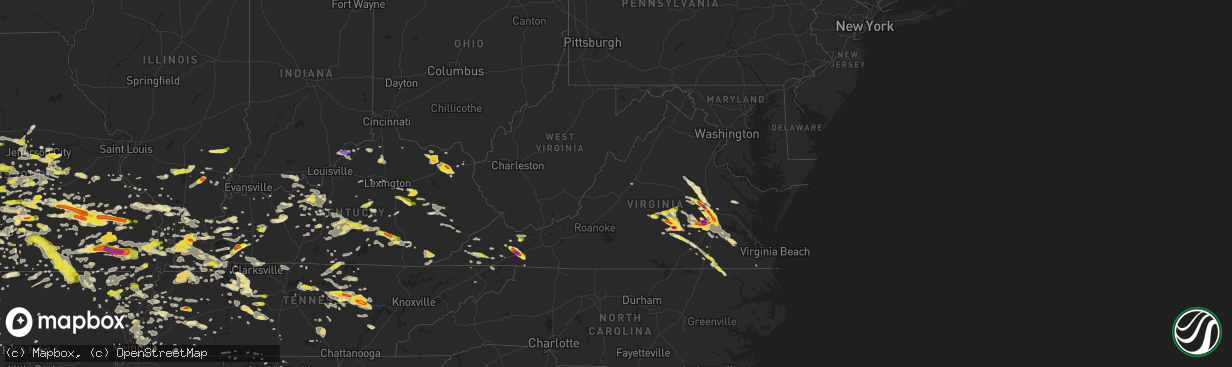 Hail map in Virginia on May 27, 2017