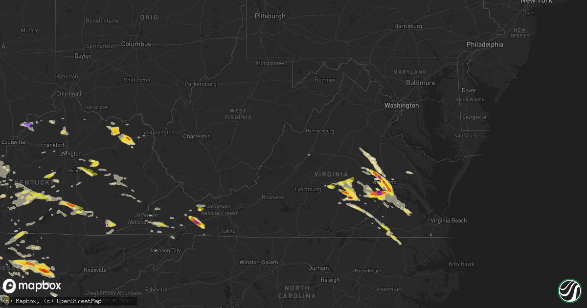 Hail map in Virginia on May 27, 2017