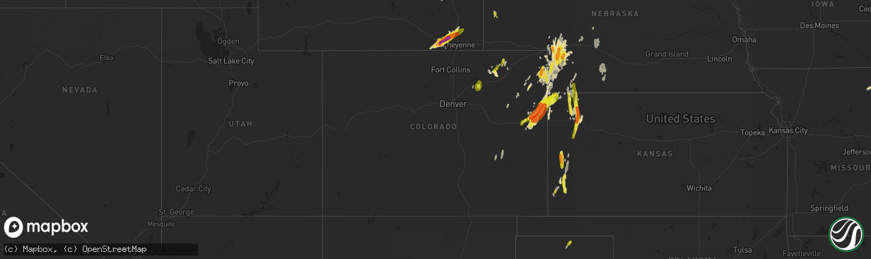 Hail map in Colorado on May 27, 2018