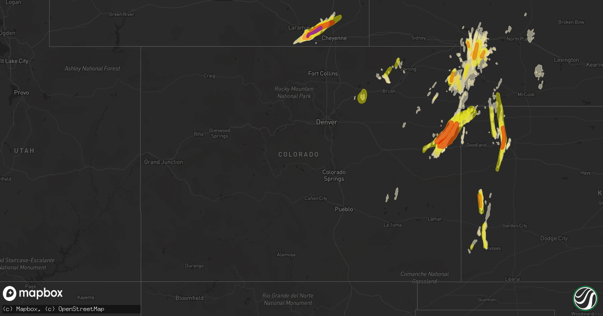 Hail map in Colorado on May 27, 2018