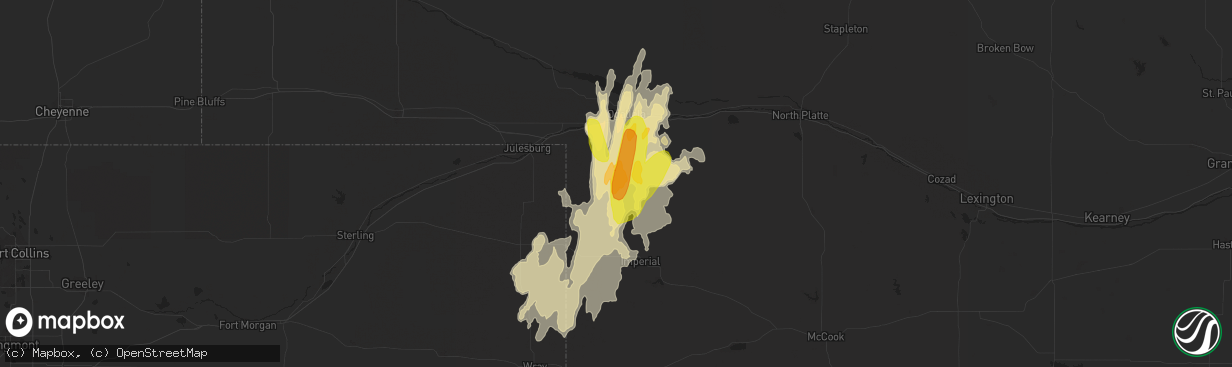 Hail map in Grant, NE on May 27, 2018