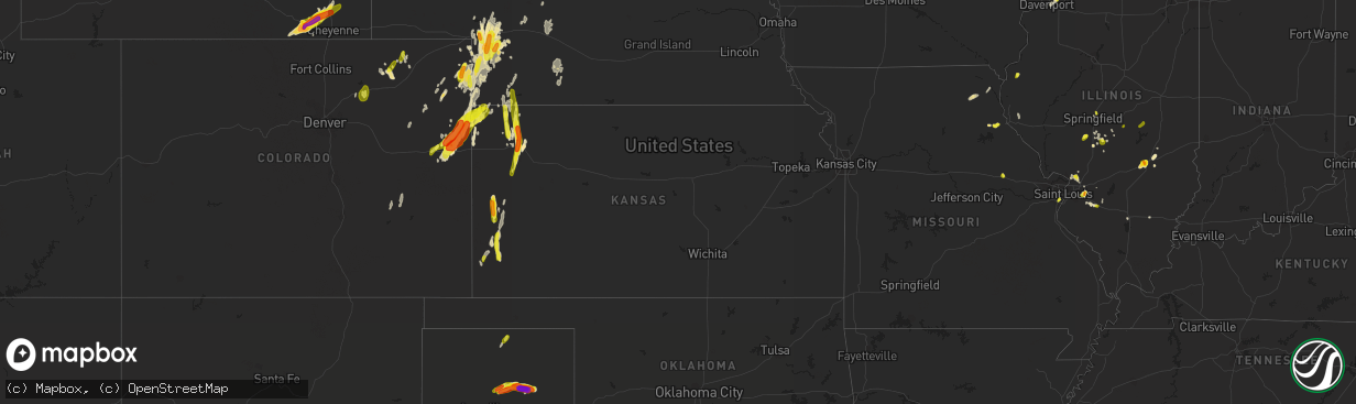 Hail map in Kansas on May 27, 2018