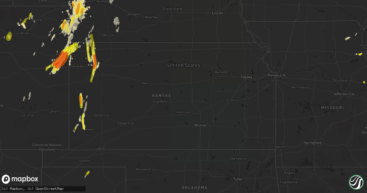 Hail map in Kansas on May 27, 2018