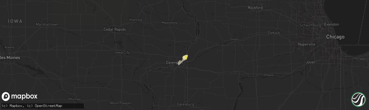 Hail map in Le Claire, IA on May 27, 2018