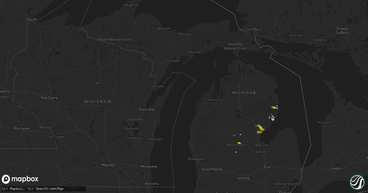 Hail map in Michigan on May 27, 2018