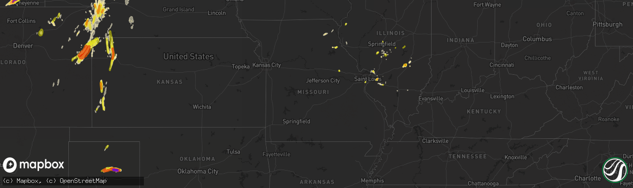 Hail map in Missouri on May 27, 2018